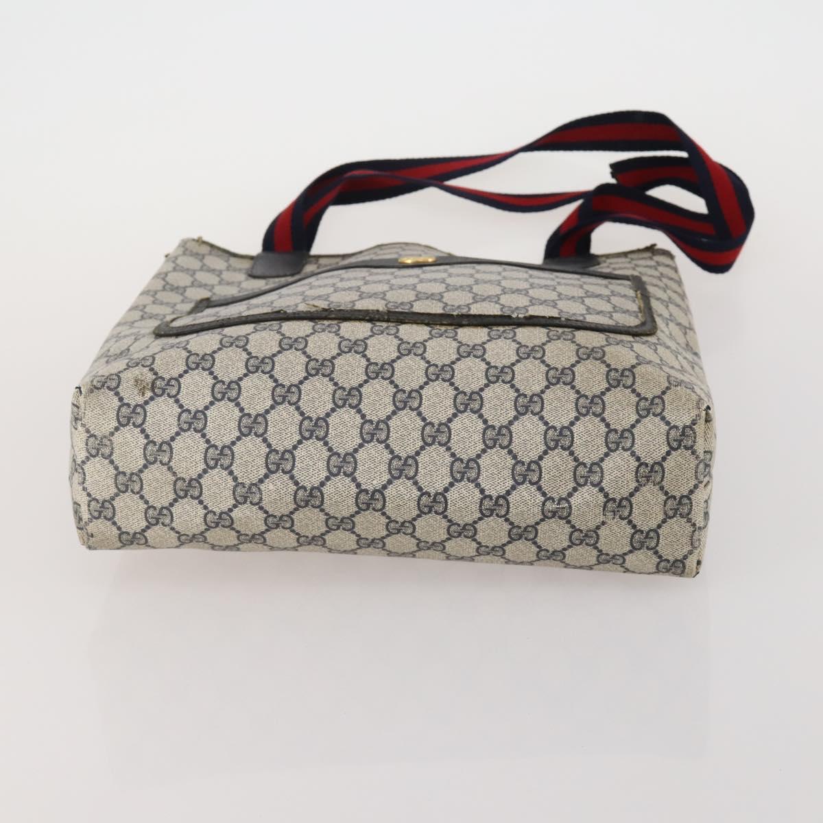GUCCI GG Supreme Sherry Line Shoulder Bag PVC 2 Set Beige Navy Auth gh2228
