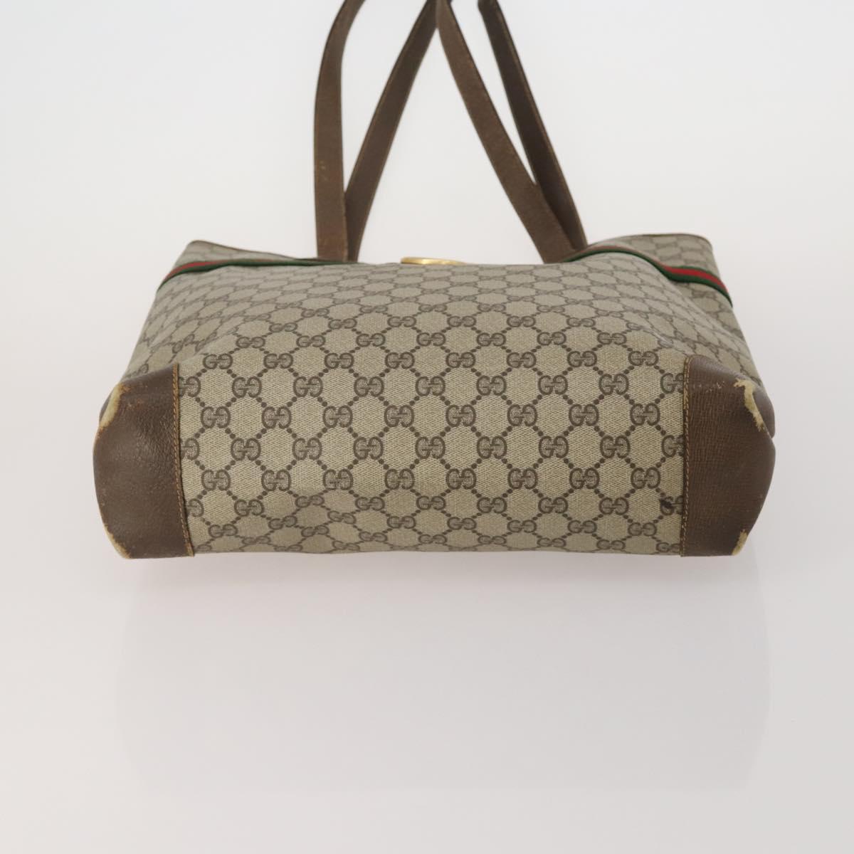GUCCI GG Supreme Sherry Line Shoulder Bag PVC 2 Set Beige Navy Auth gh2228