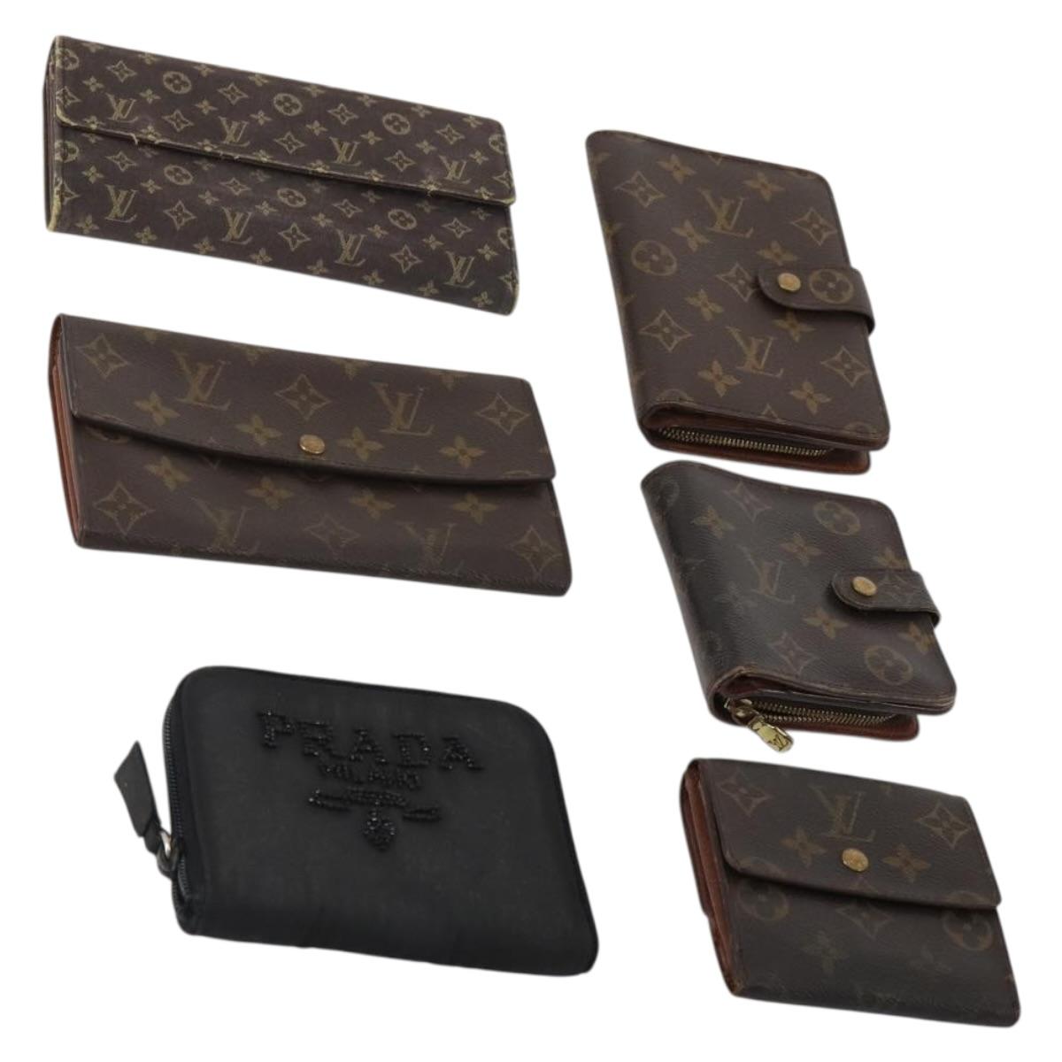 LOUIS VUITTON PRADA Monogram Wallet Nylon 6 Set Black LV Auth gh2230