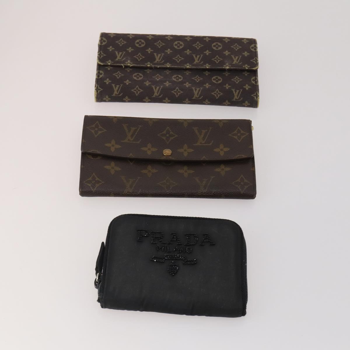 LOUIS VUITTON PRADA Monogram Wallet Nylon 6 Set Black LV Auth gh2230