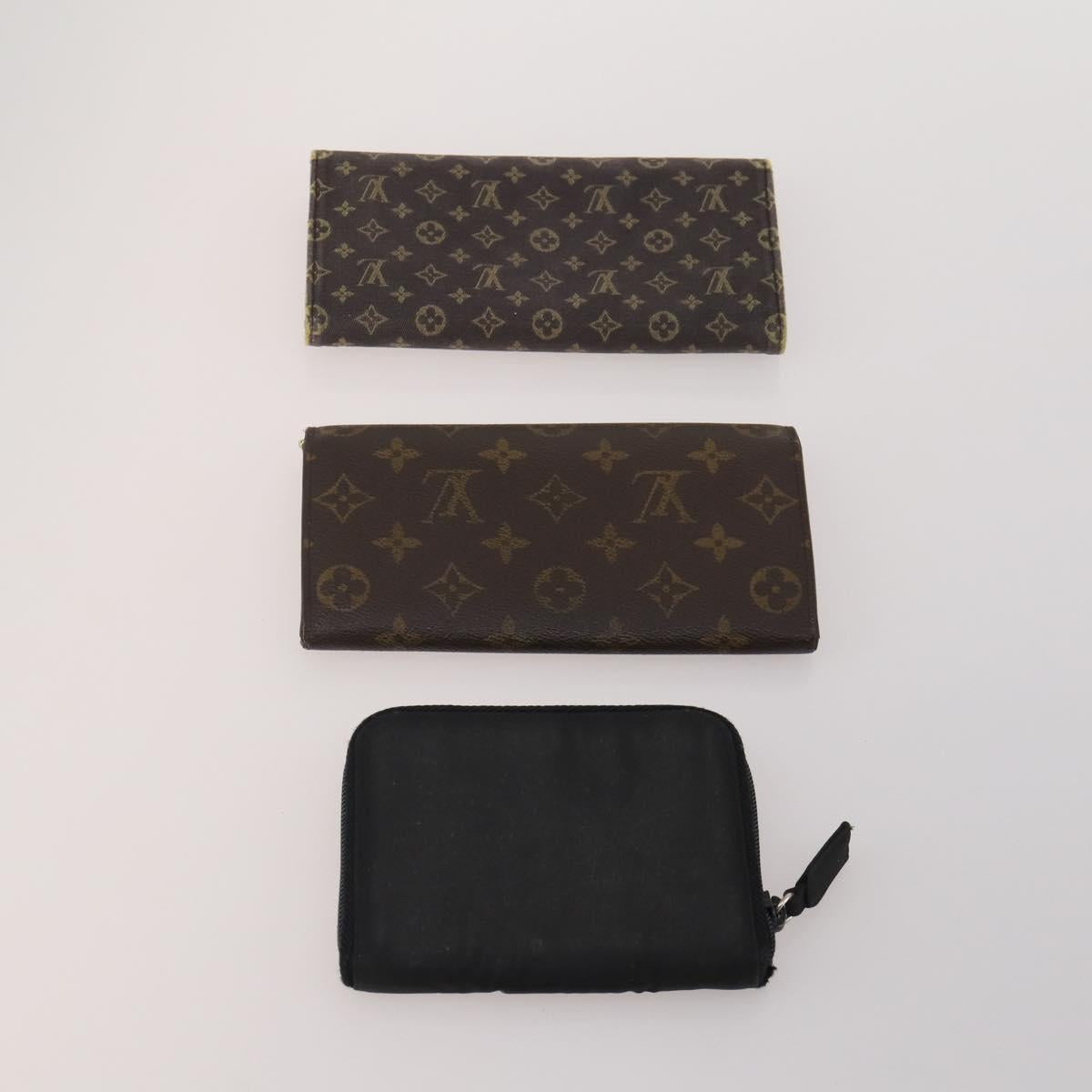 LOUIS VUITTON PRADA Monogram Wallet Nylon 6 Set Black LV Auth gh2230