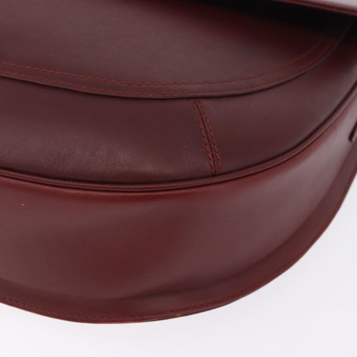 CARTIER Must Line Shoulder Bag Leather Bordeaux Gold Tone Auth gh2231