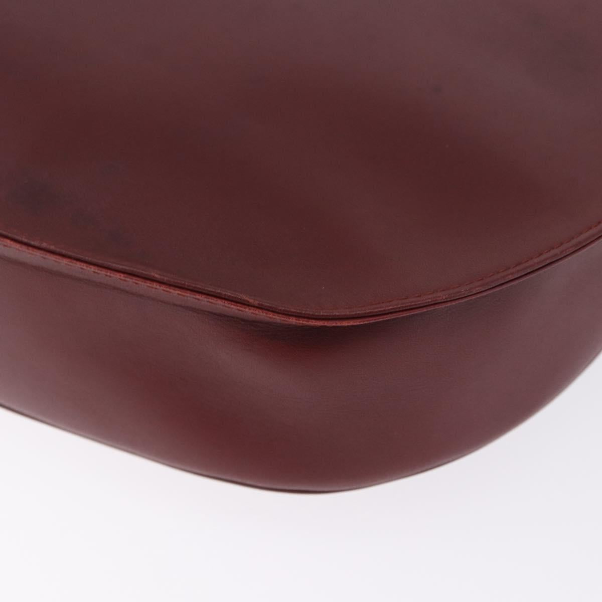 CARTIER Must Line Shoulder Bag Leather Bordeaux Gold Tone Auth gh2231