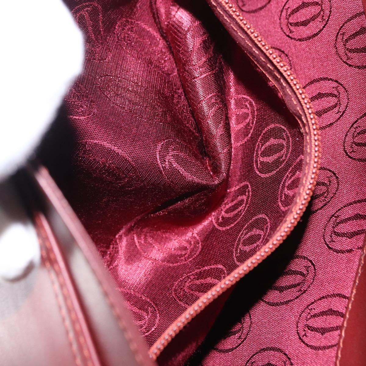 CARTIER Must Line Shoulder Bag Leather Bordeaux Gold Tone Auth gh2231