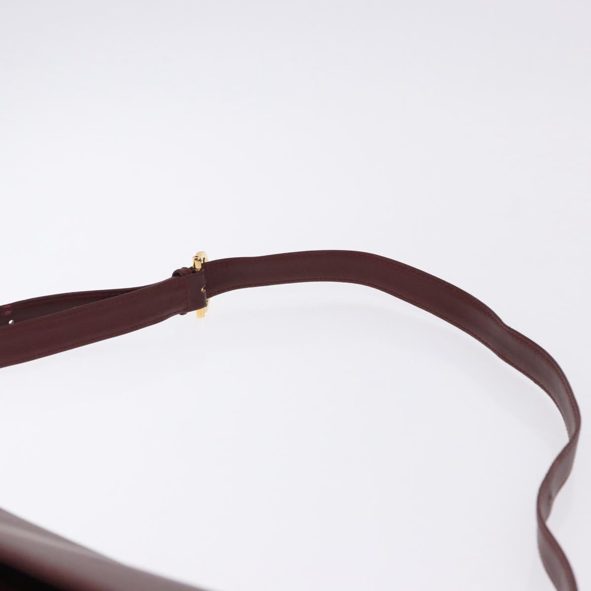 CARTIER Must Line Shoulder Bag Leather Bordeaux Gold Tone Auth gh2231