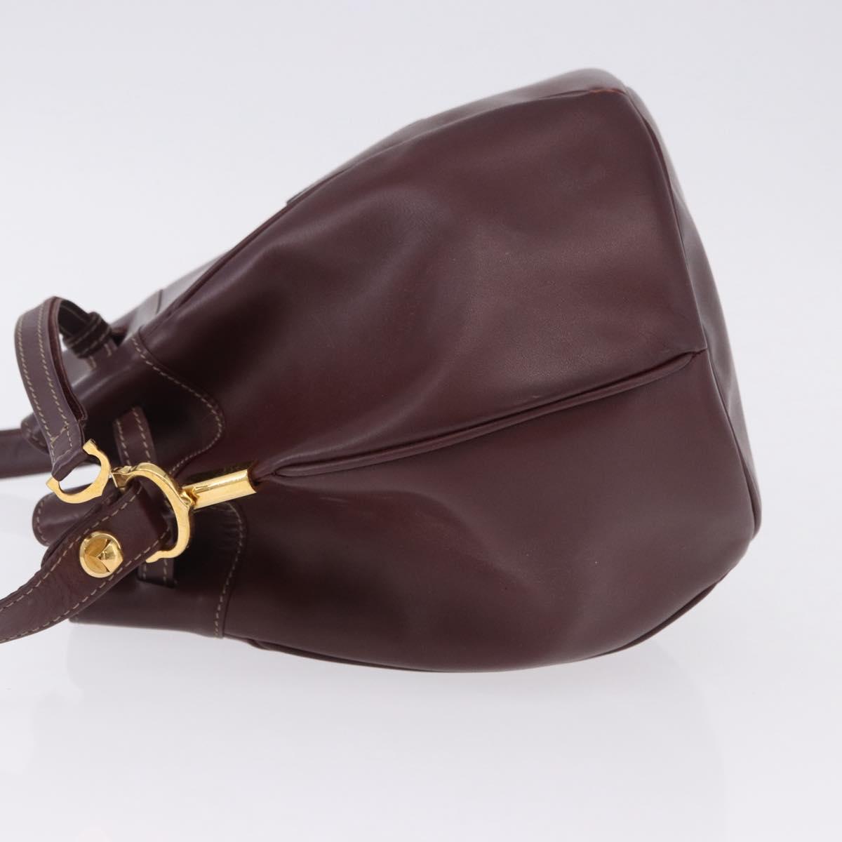 CARTIER Must Line Shoulder Bag Leather Bordeaux Gold Tone Auth gh2232