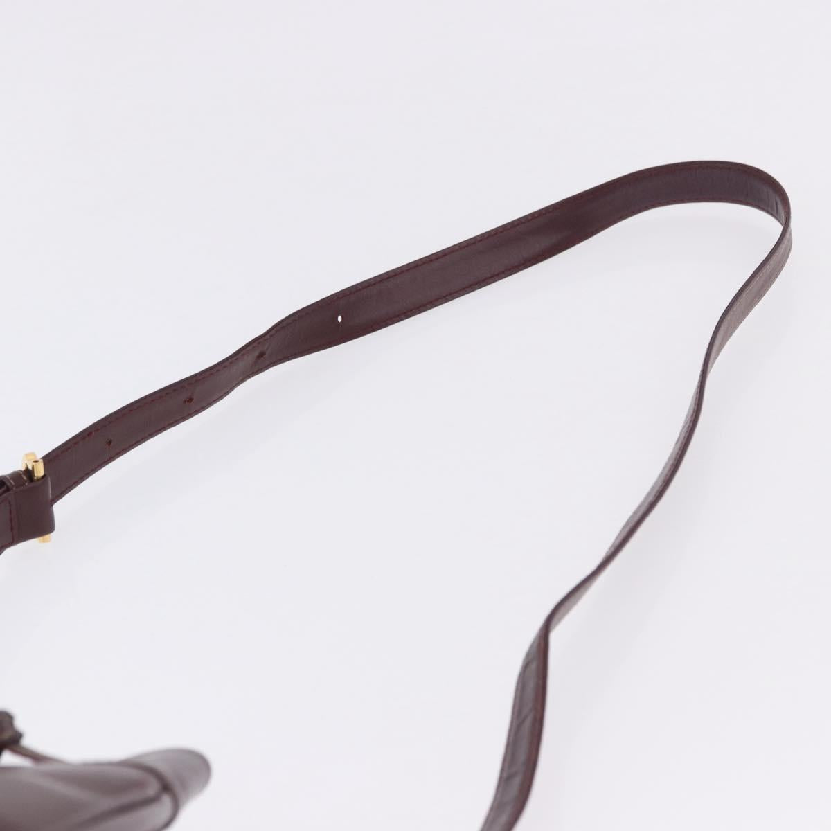CARTIER Must Line Shoulder Bag Leather Bordeaux Gold Tone Auth gh2232