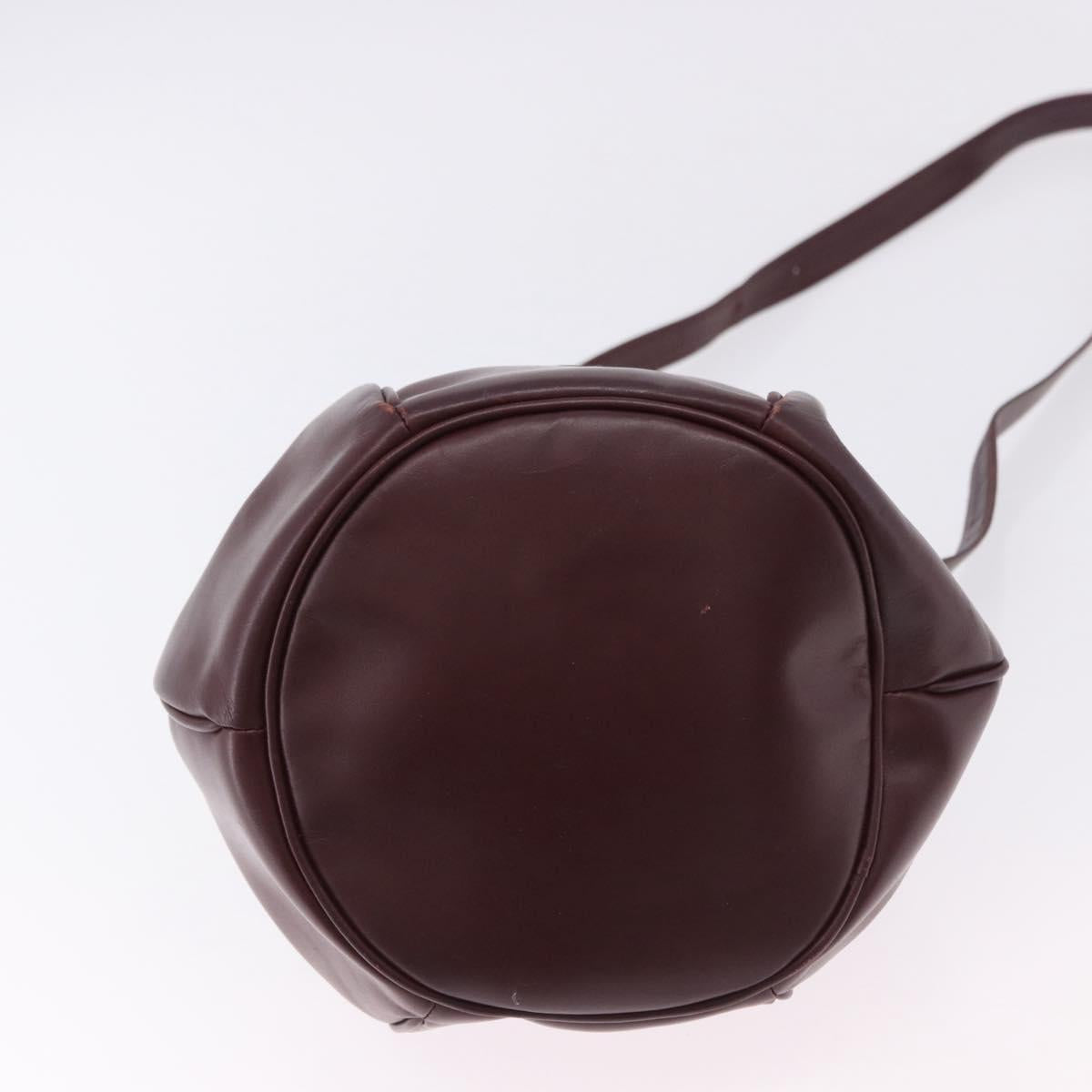 CARTIER Must Line Shoulder Bag Leather Bordeaux Gold Tone Auth gh2232