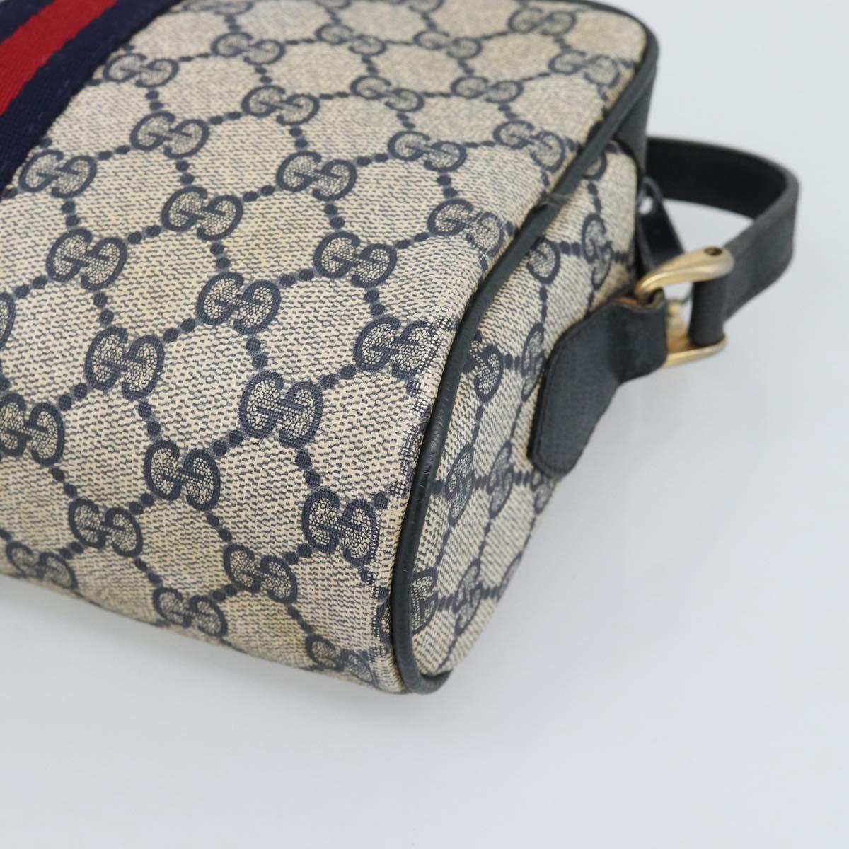 GUCCI GG Supreme Sherry Line Shoulder Bag PVC Navy Gold 72 001 3654 Auth gh2235