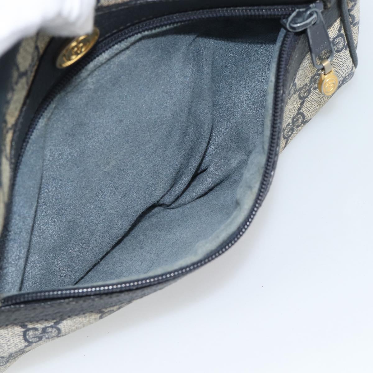 GUCCI GG Supreme Sherry Line Shoulder Bag PVC Navy Gold 72 001 3654 Auth gh2235
