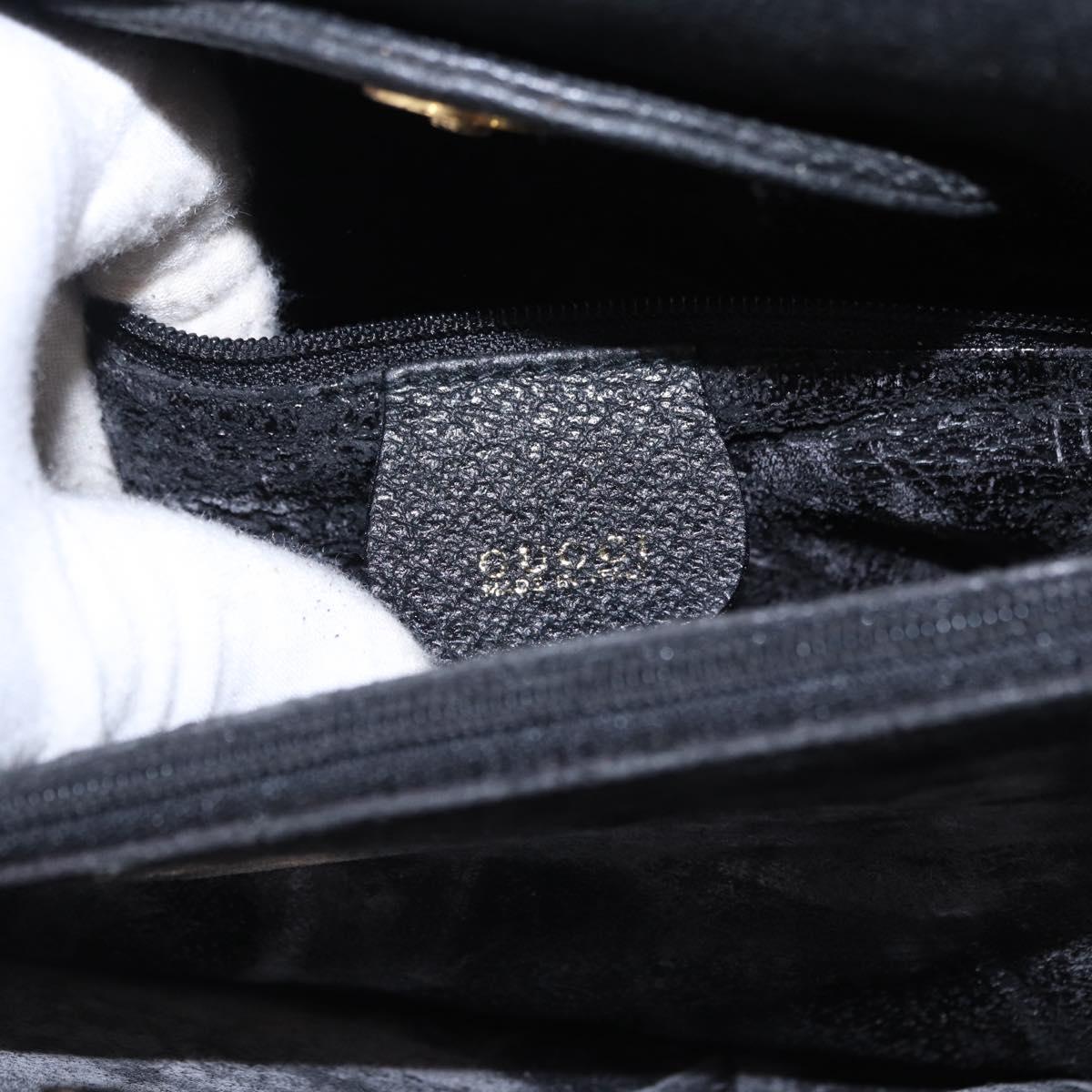 GUCCI Bamboo Hand Bag Suede Black Gold Tone 002 1186 0259 Auth gh2236