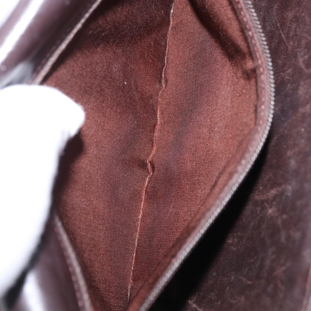CELINE Shoulder Bag Leather Dark Brown Gold Tone Auth gh2239