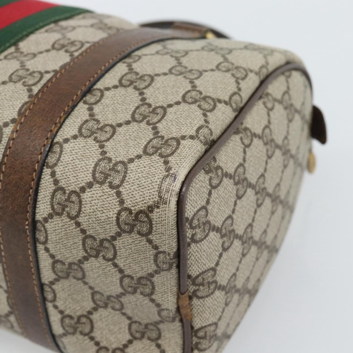 GUCCI GG Supreme Web Sherry Line Boston Bag PVC Beige 20 012 3841 Auth gh2240