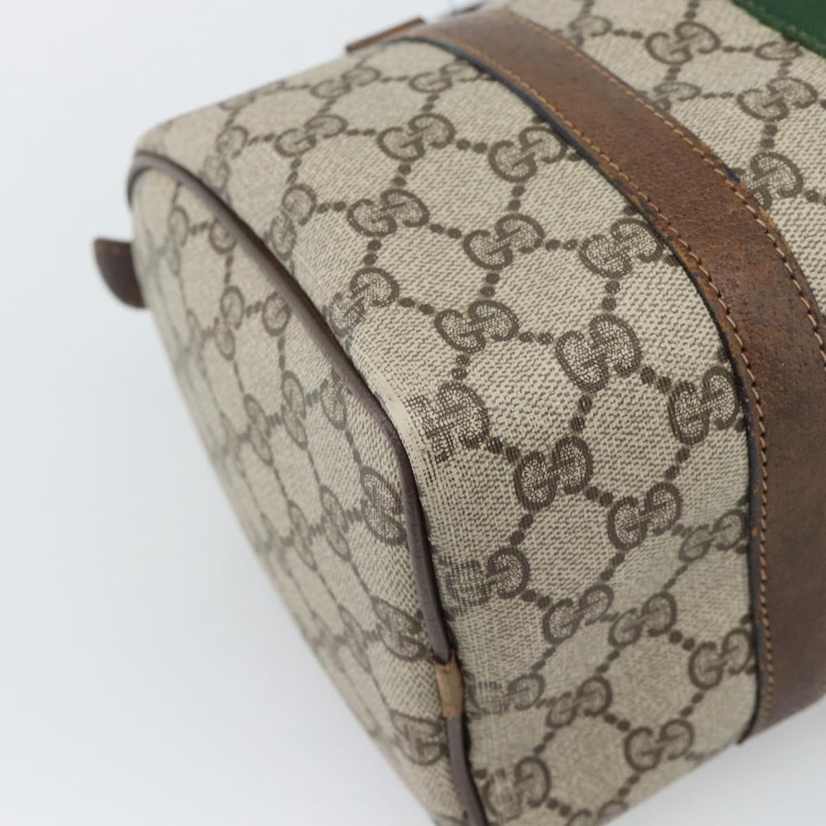 GUCCI GG Supreme Web Sherry Line Boston Bag PVC Beige 20 012 3841 Auth gh2240