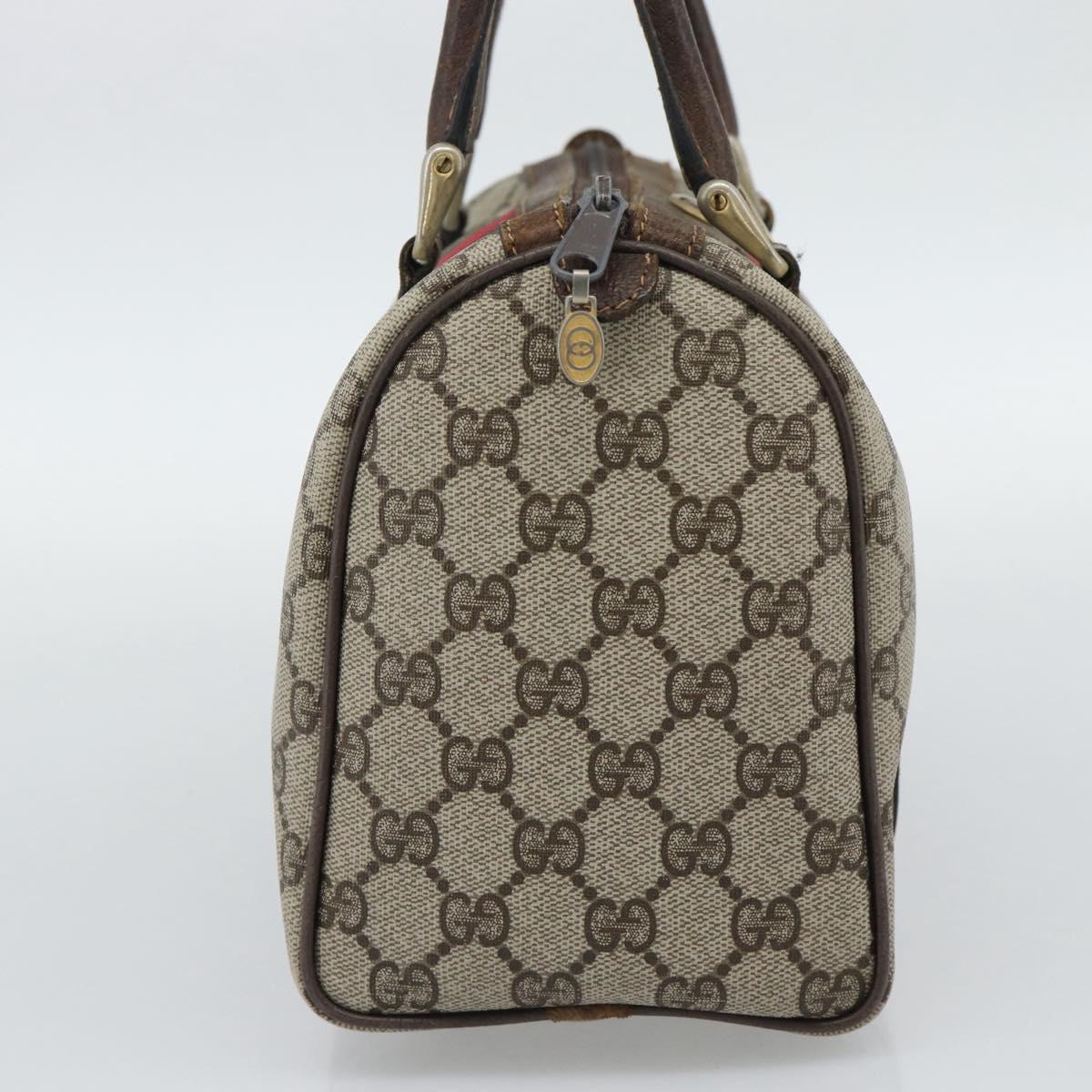 GUCCI GG Supreme Web Sherry Line Boston Bag PVC Beige 20 012 3841 Auth gh2240