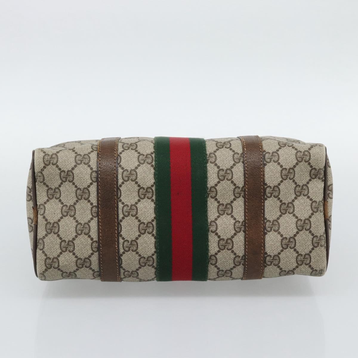 GUCCI GG Supreme Web Sherry Line Boston Bag PVC Beige 20 012 3841 Auth gh2240