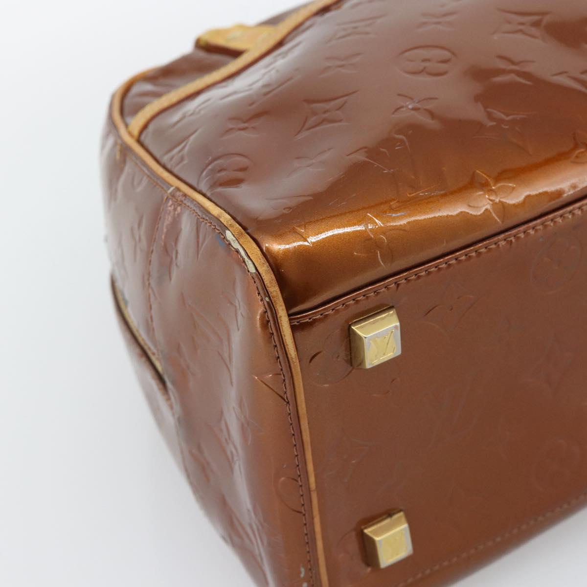 LOUIS VUITTON Monogram Vernis Tompkins Square Hand Bag Bronze M91103 Auth gh2241
