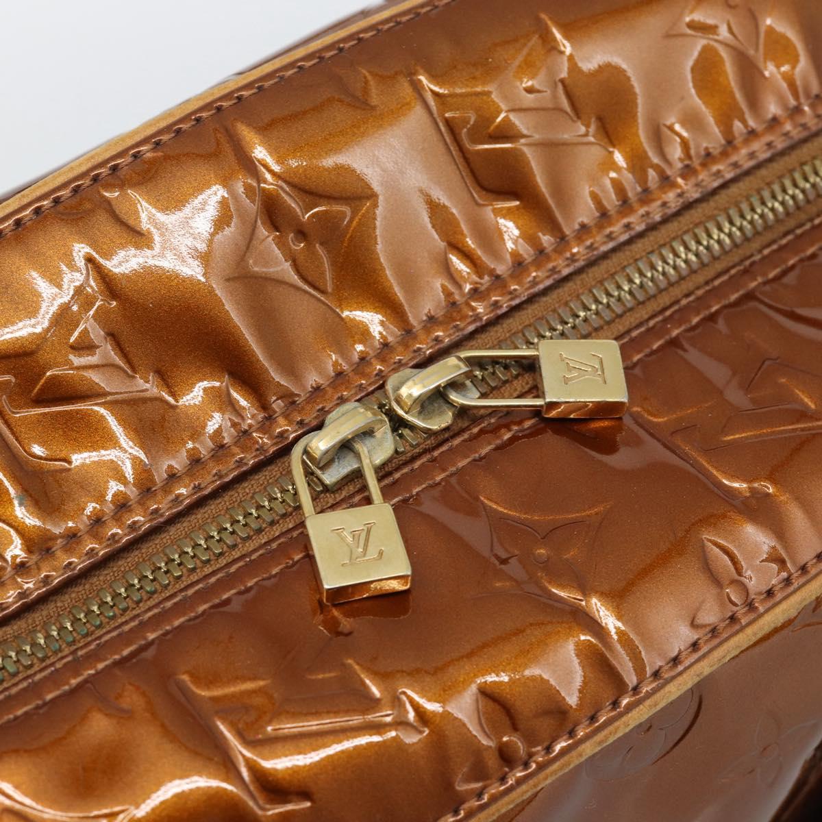 LOUIS VUITTON Monogram Vernis Tompkins Square Hand Bag Bronze M91103 Auth gh2241