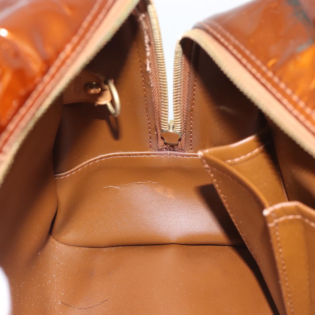LOUIS VUITTON Monogram Vernis Tompkins Square Hand Bag Bronze M91103 Auth gh2241