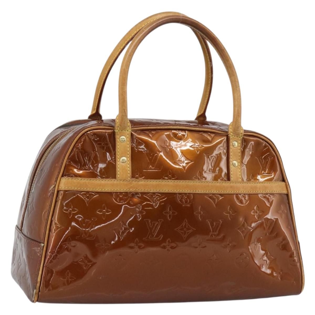 LOUIS VUITTON Monogram Vernis Tompkins Square Hand Bag Bronze M91103 Auth gh2241