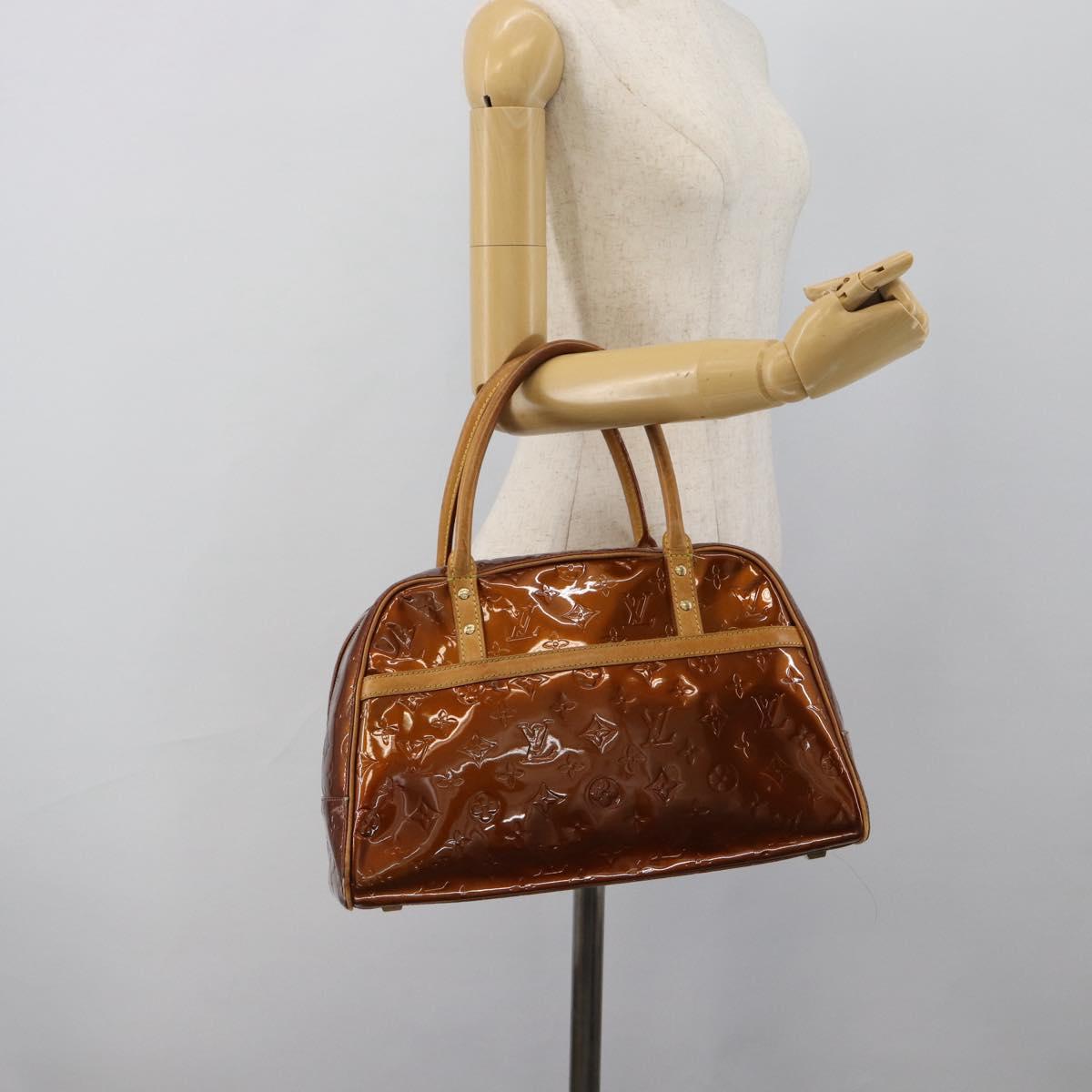 LOUIS VUITTON Monogram Vernis Tompkins Square Hand Bag Bronze M91103 Auth gh2241
