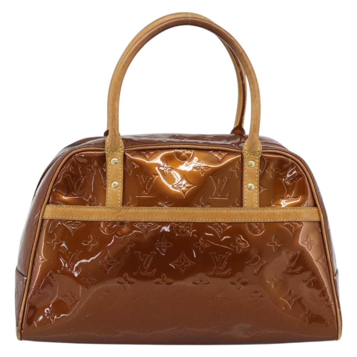 LOUIS VUITTON Monogram Vernis Tompkins Square Hand Bag Bronze M91103 Auth gh2241