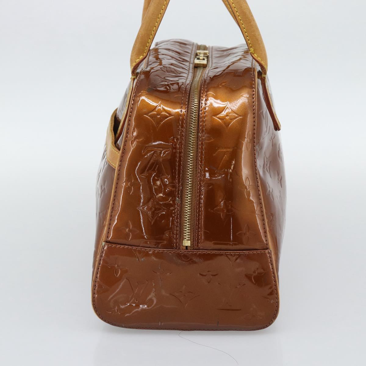 LOUIS VUITTON Monogram Vernis Tompkins Square Hand Bag Bronze M91103 Auth gh2241