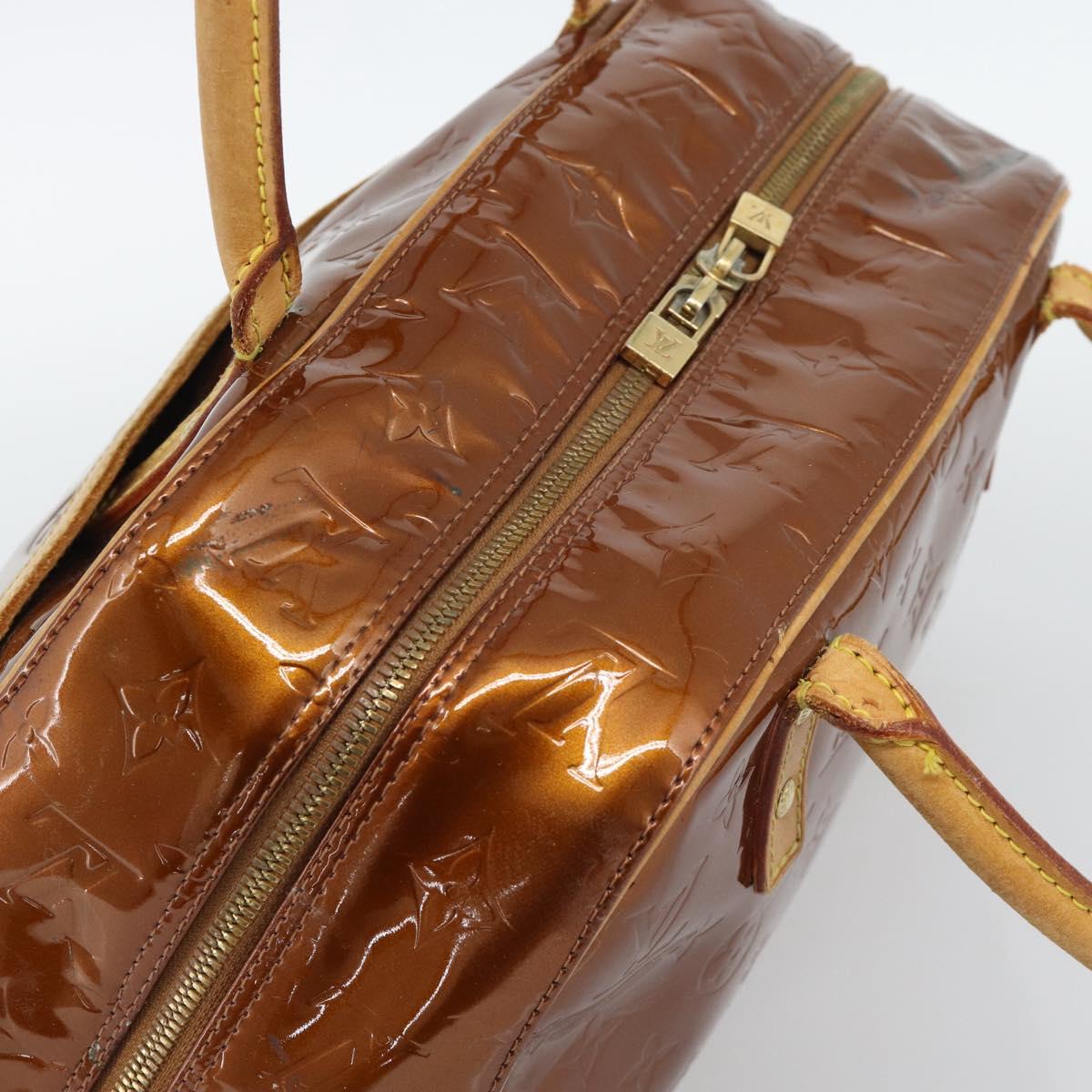 LOUIS VUITTON Monogram Vernis Tompkins Square Hand Bag Bronze M91103 Auth gh2241