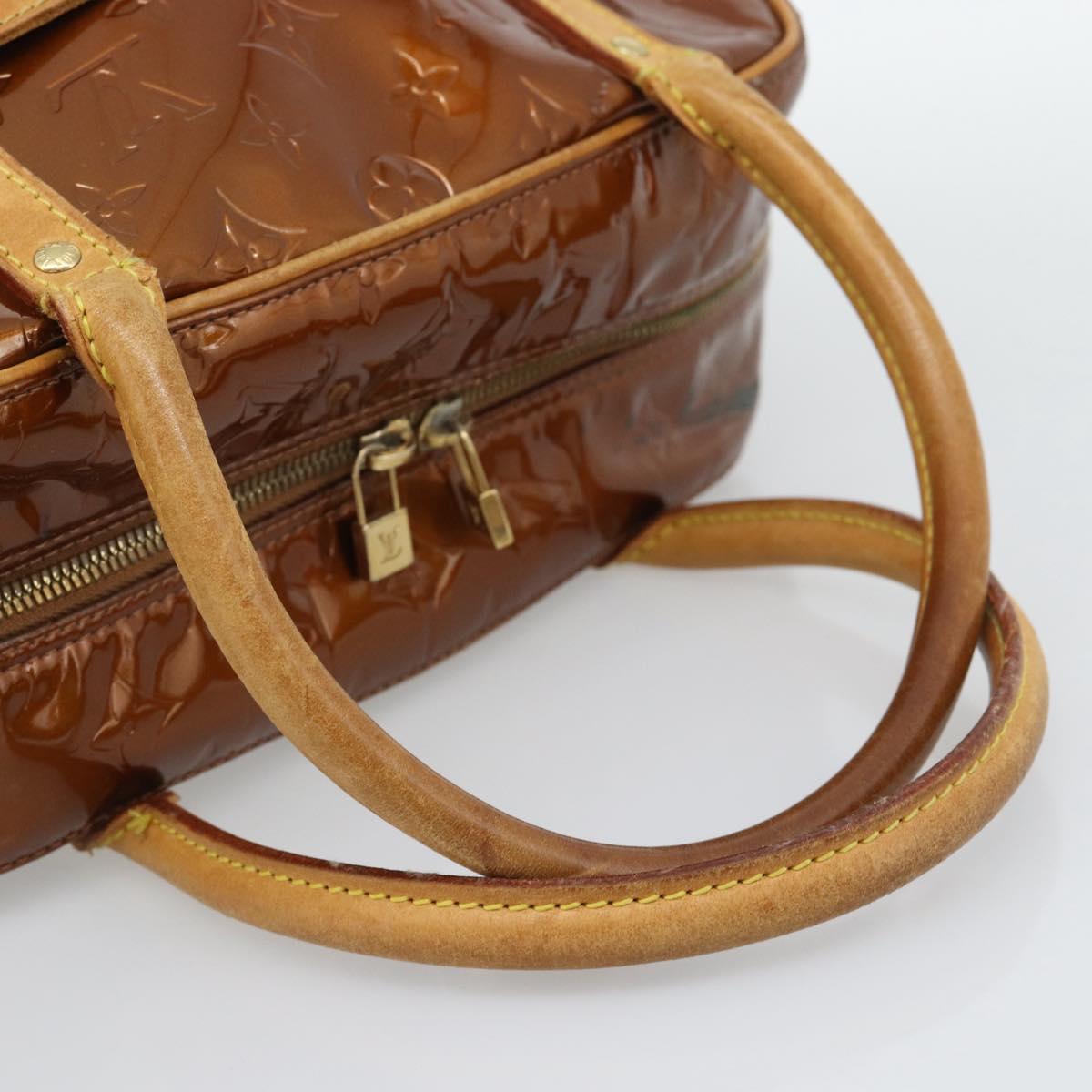 LOUIS VUITTON Monogram Vernis Tompkins Square Hand Bag Bronze M91103 Auth gh2241