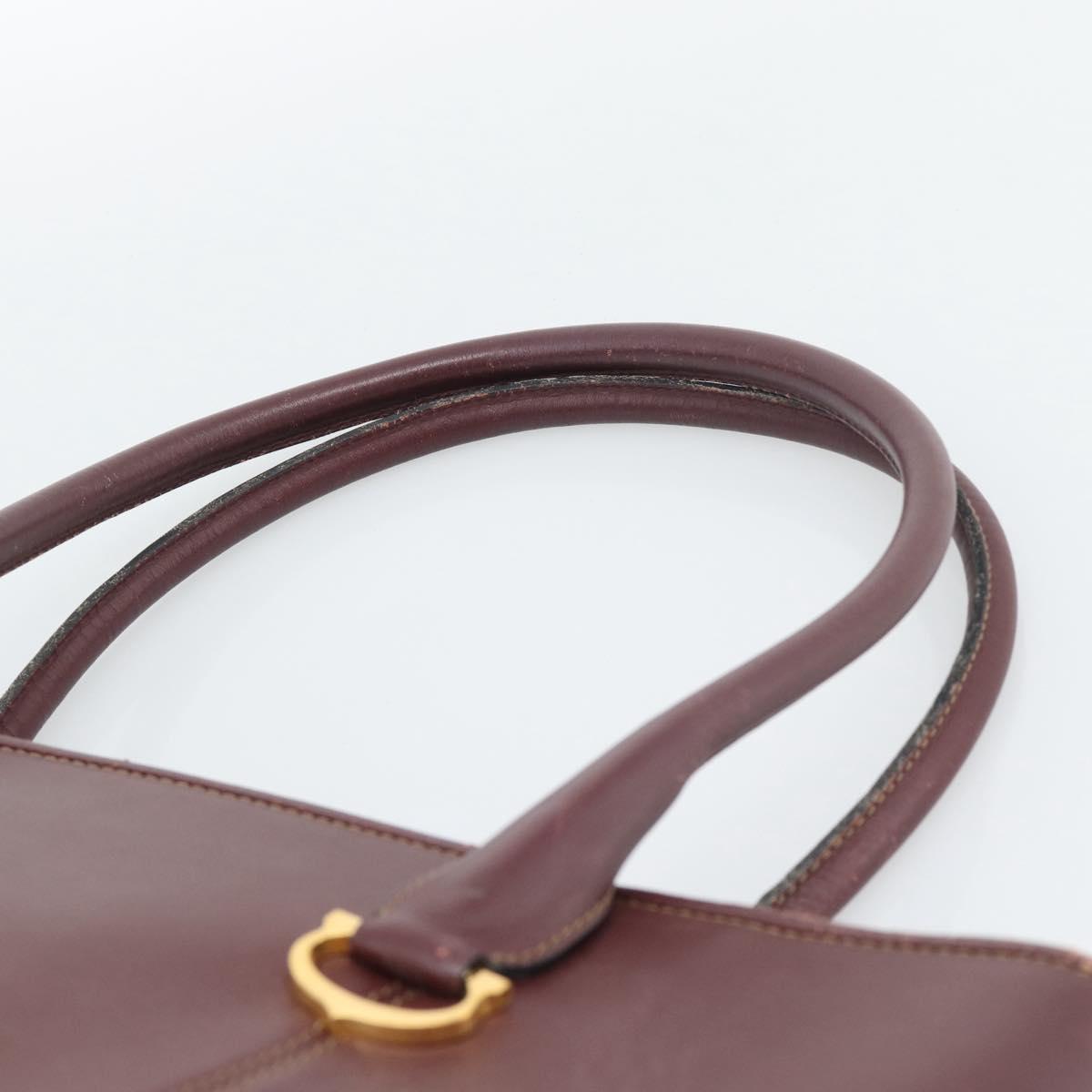 CARTIER Must Line Tote Bag Leather Bordeaux Gold Tone Auth gh2242