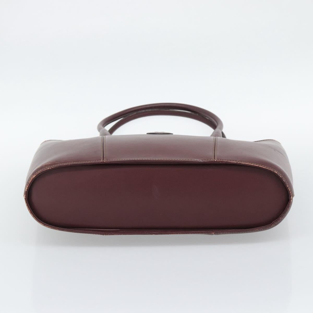 CARTIER Must Line Tote Bag Leather Bordeaux Gold Tone Auth gh2242