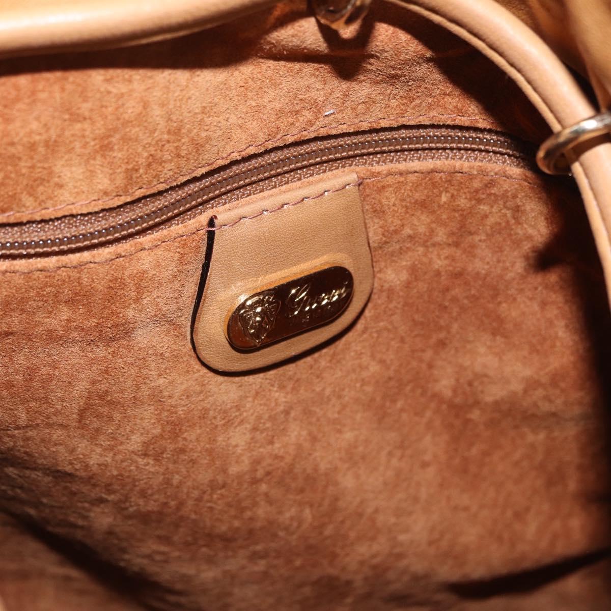 GUCCI Web Sherry Line Shoulder Bag Leather Brown Gold 001 056 0171 Auth gh2243A