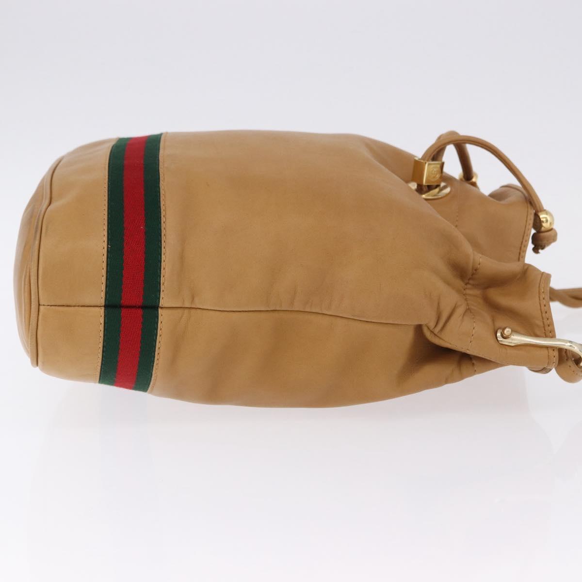 GUCCI Web Sherry Line Shoulder Bag Leather Brown Gold 001 056 0171 Auth gh2243A