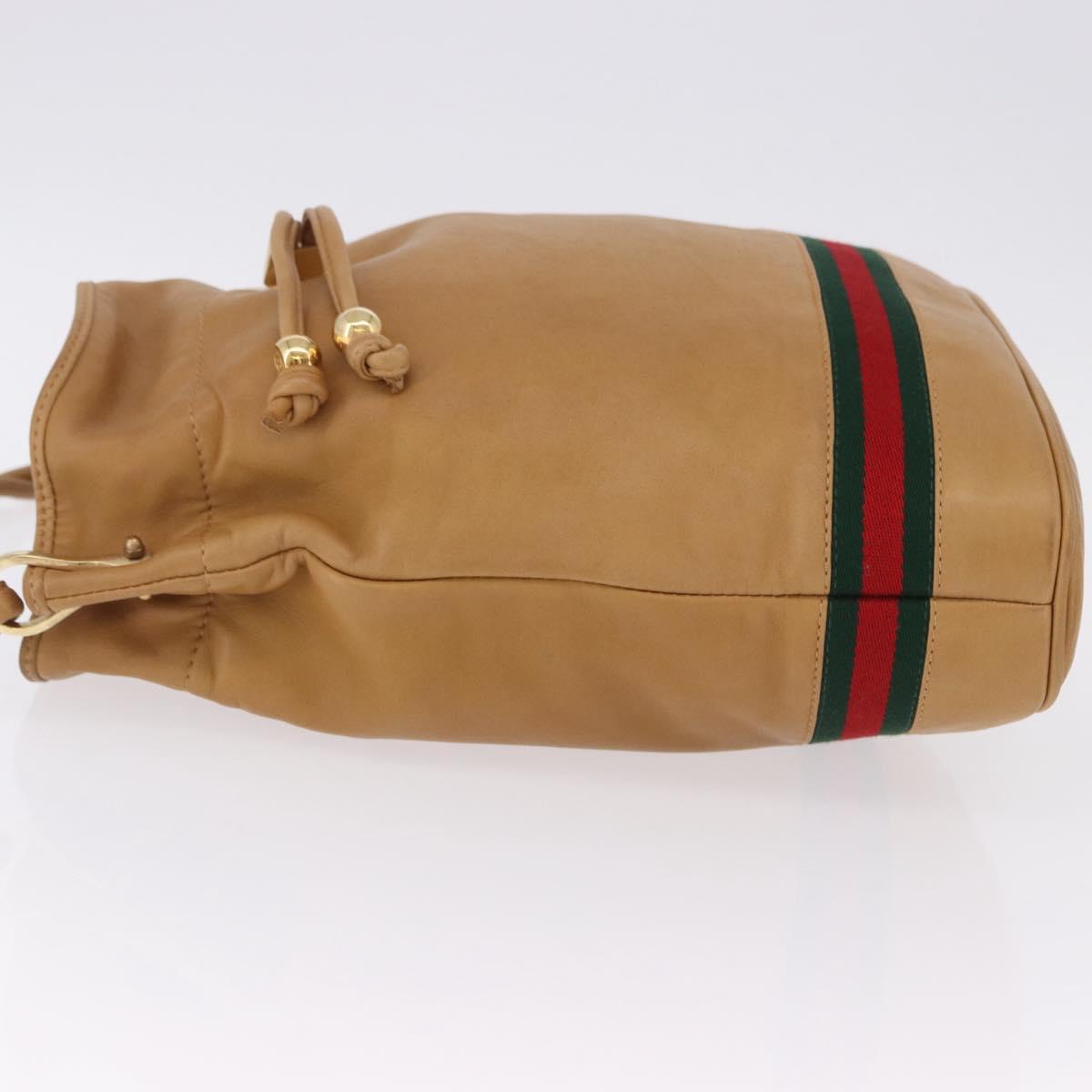 GUCCI Web Sherry Line Shoulder Bag Leather Brown Gold 001 056 0171 Auth gh2243A