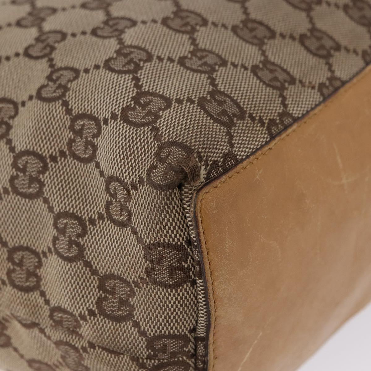 GUCCI GG Canvas Tote Bag Beige Gold Tone 002 1098 Auth gh2244