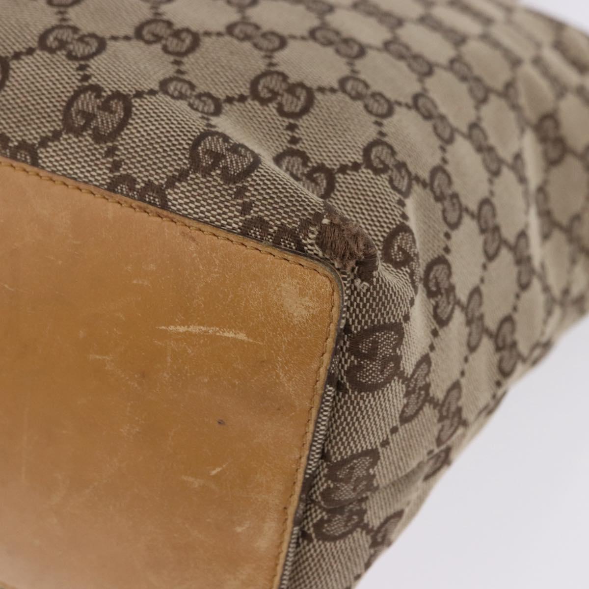 GUCCI GG Canvas Tote Bag Beige Gold Tone 002 1098 Auth gh2244