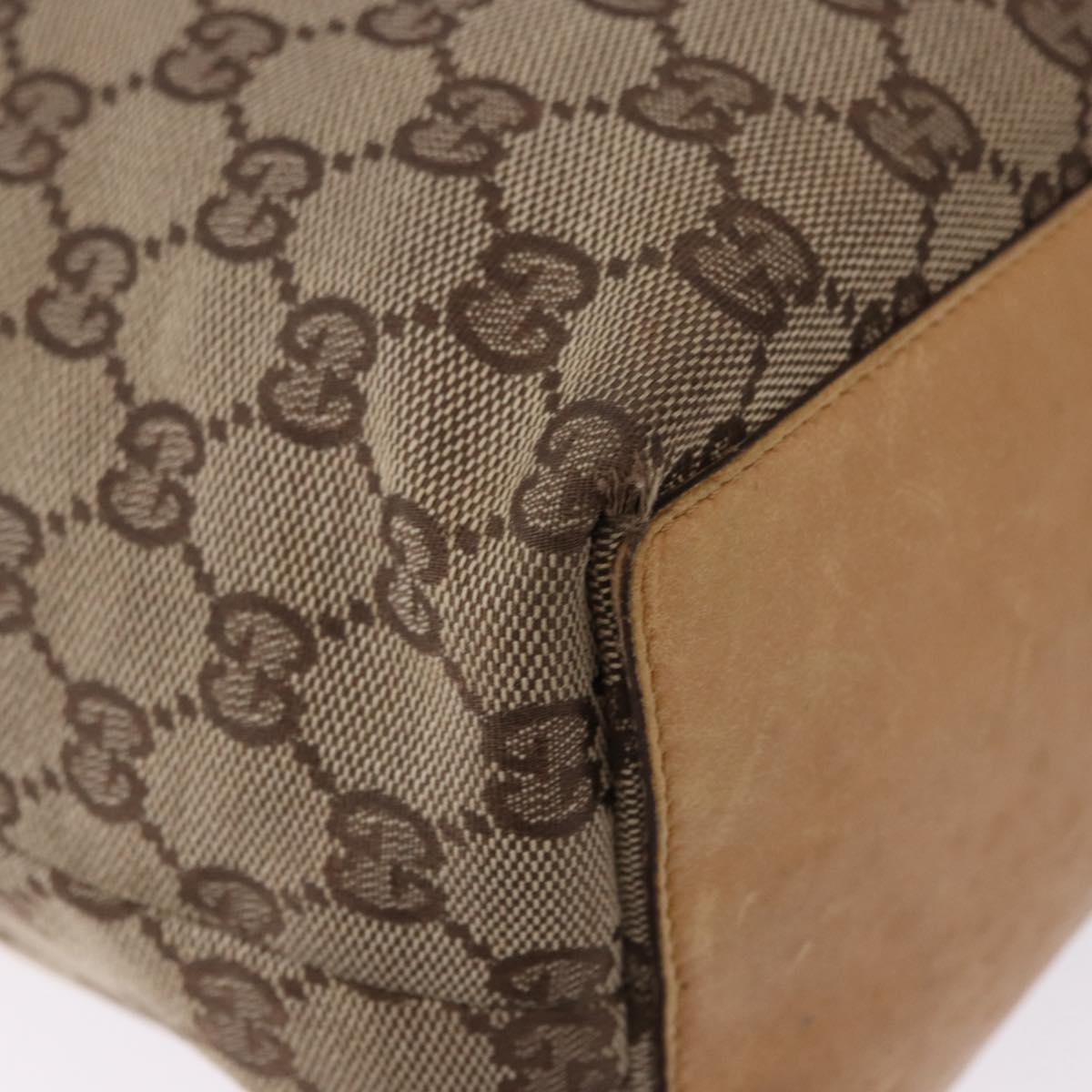 GUCCI GG Canvas Tote Bag Beige Gold Tone 002 1098 Auth gh2244