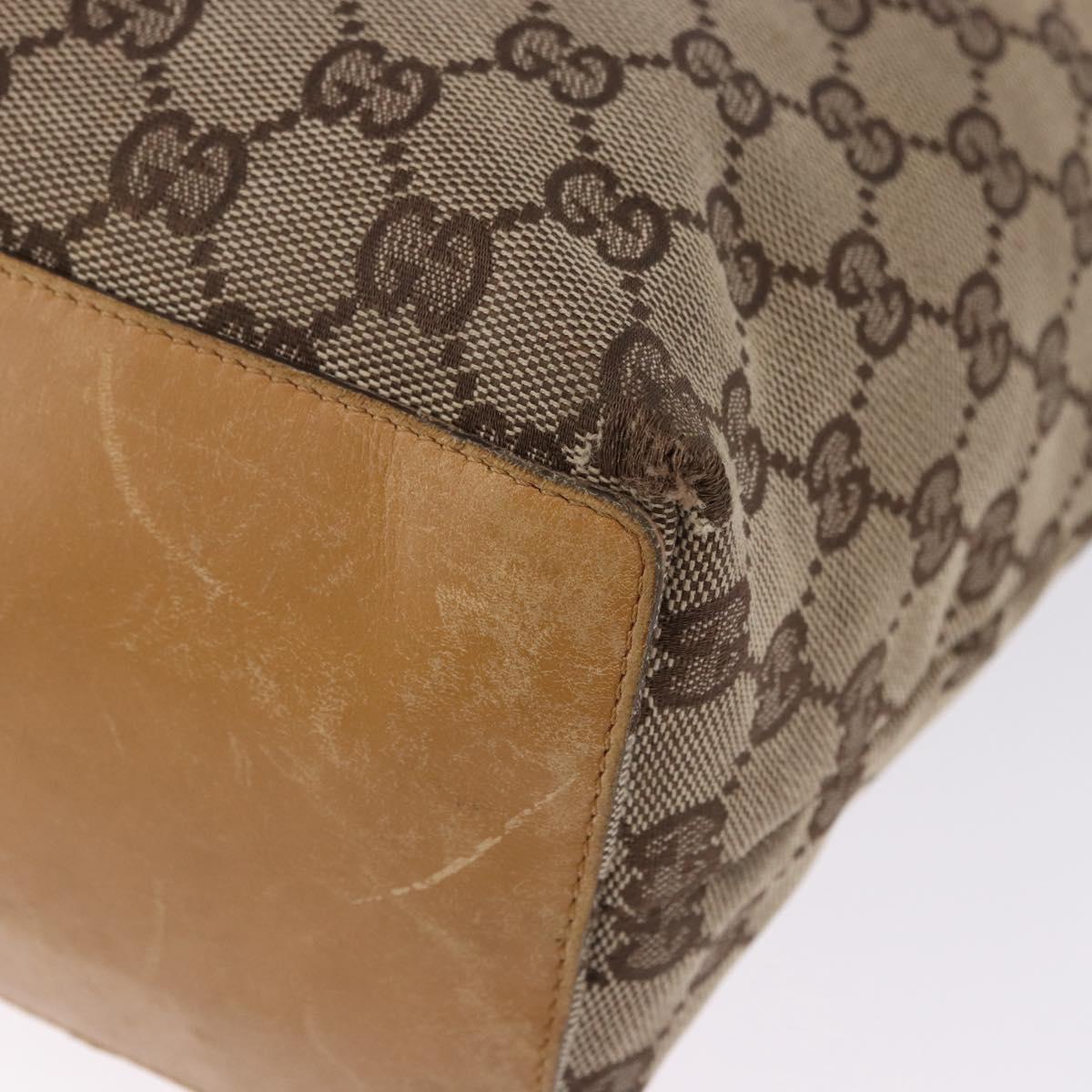 GUCCI GG Canvas Tote Bag Beige Gold Tone 002 1098 Auth gh2244