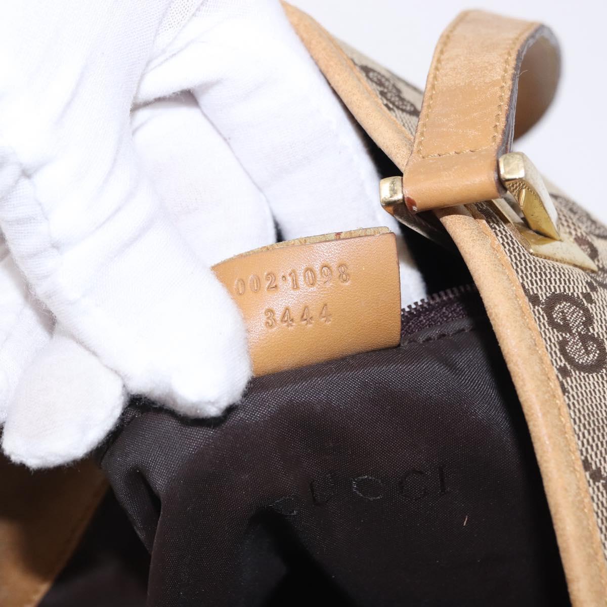 GUCCI GG Canvas Tote Bag Beige Gold Tone 002 1098 Auth gh2244