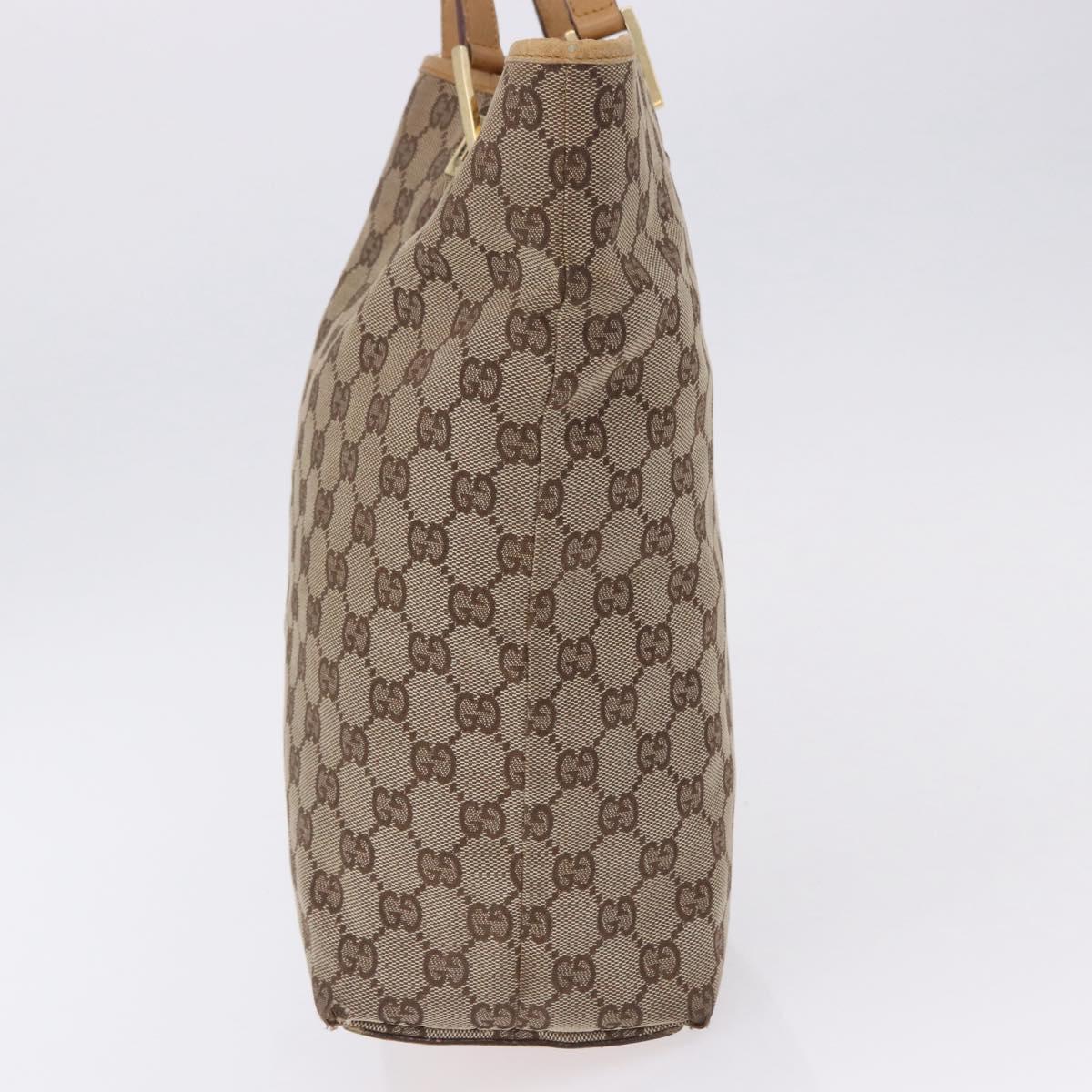 GUCCI GG Canvas Tote Bag Beige Gold Tone 002 1098 Auth gh2244