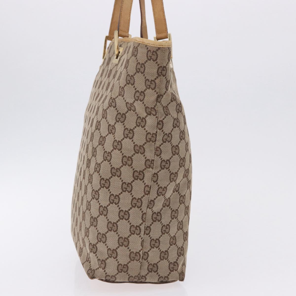 GUCCI GG Canvas Tote Bag Beige Gold Tone 002 1098 Auth gh2244