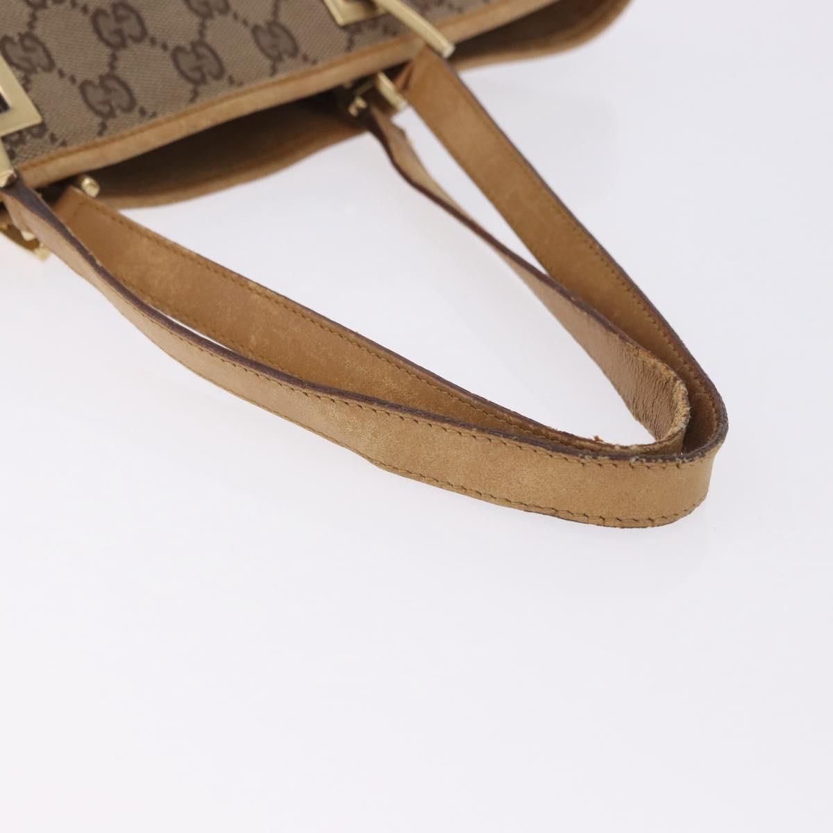 GUCCI GG Canvas Tote Bag Beige Gold Tone 002 1098 Auth gh2244