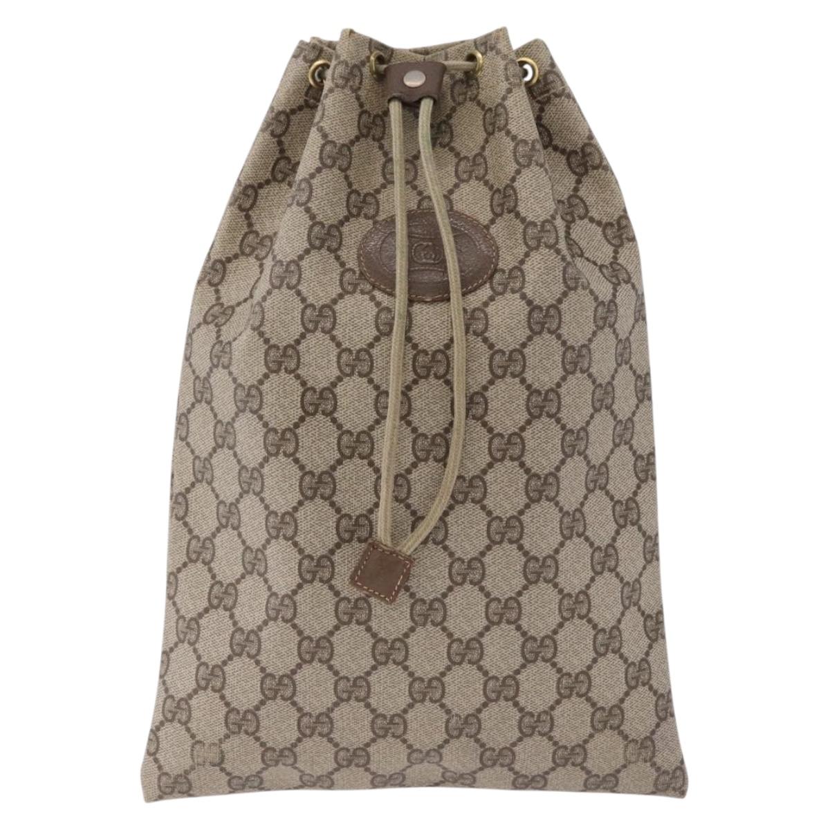 GUCCI GG Supreme Purse Pouch PVC Leather Beige Gold Tone 97 19 303 Auth gh2245