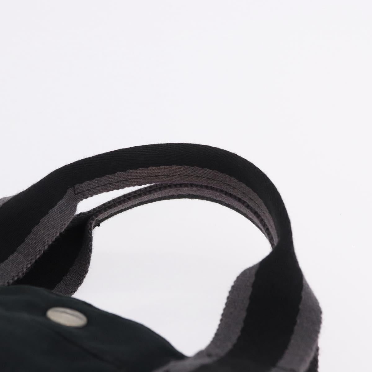 HERMES Fourre Tout MM Hand Bag Canvas Black Silver Auth gh2247A