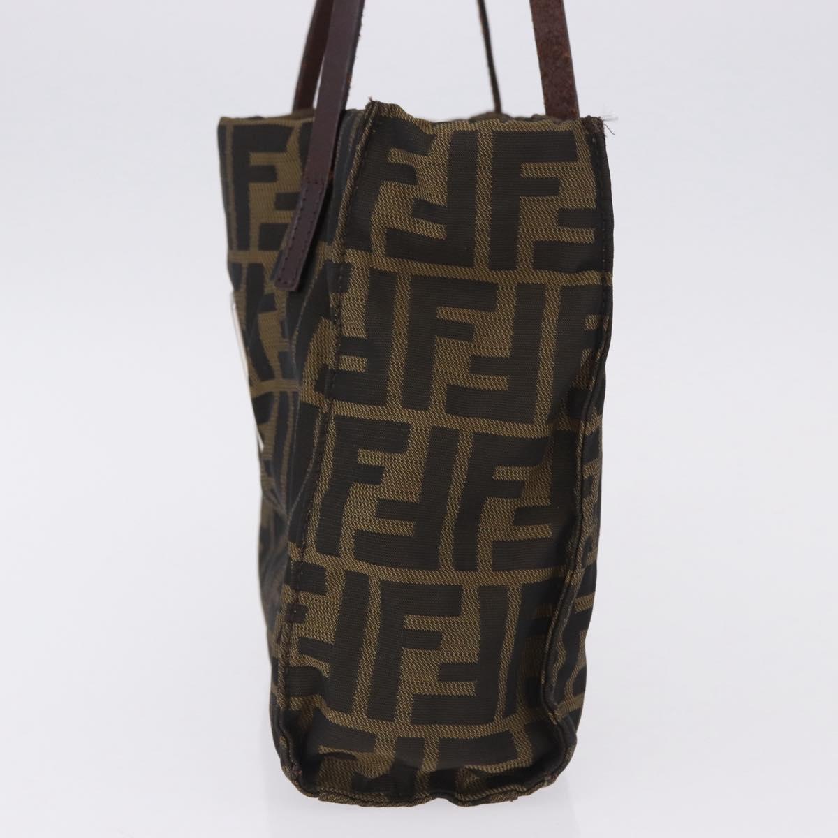 FENDI Zucca Canvas Tote Bag Black Brown Auth gh2249