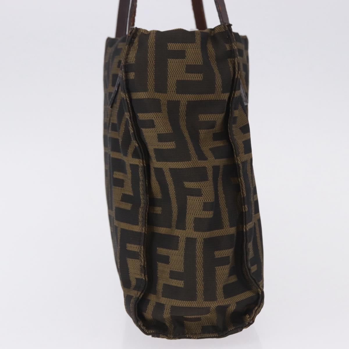 FENDI Zucca Canvas Tote Bag Black Brown Auth gh2249
