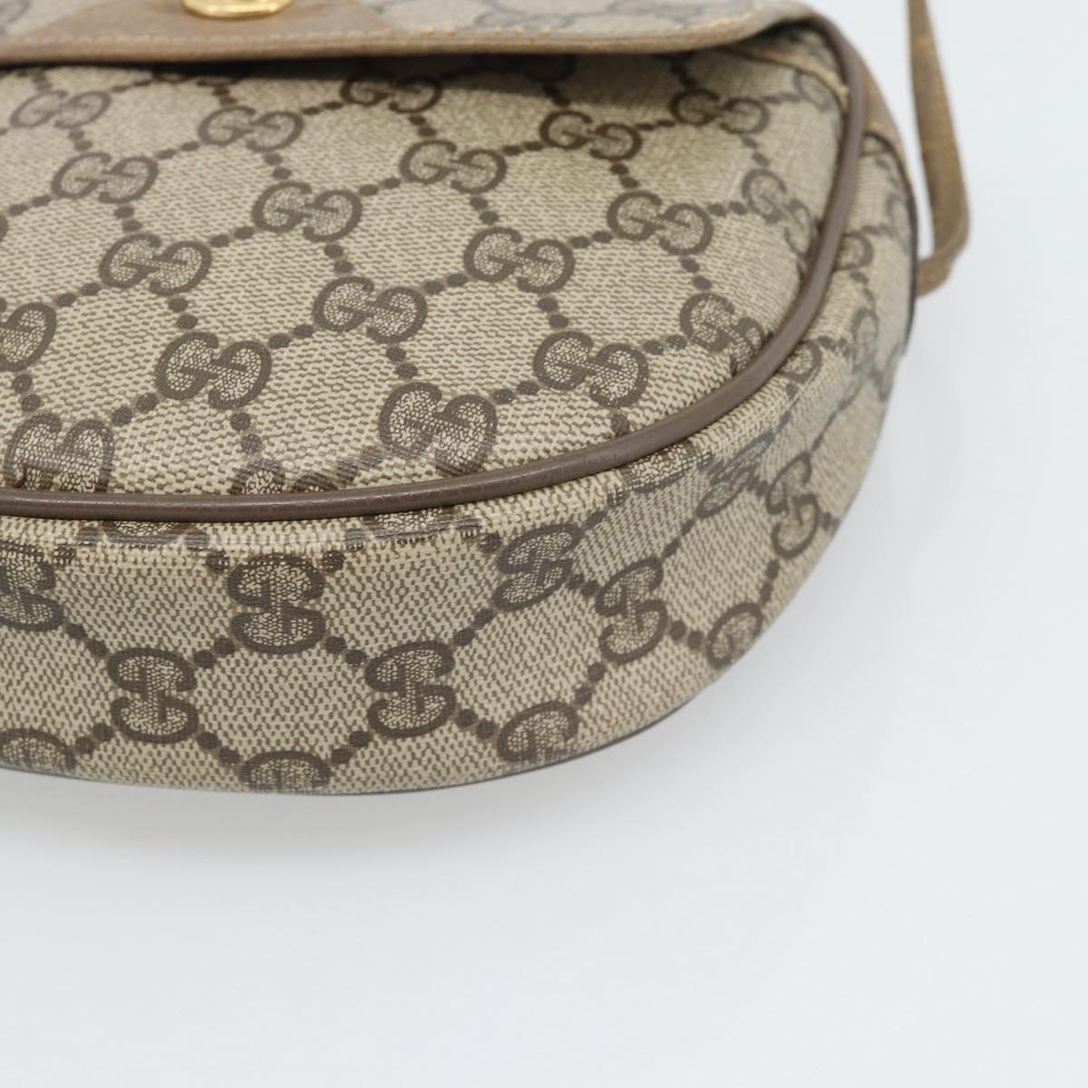 GUCCI GG Supreme Shoulder Bag PVC Leather Beige Gold Tone 56 02 600 Auth gh2251
