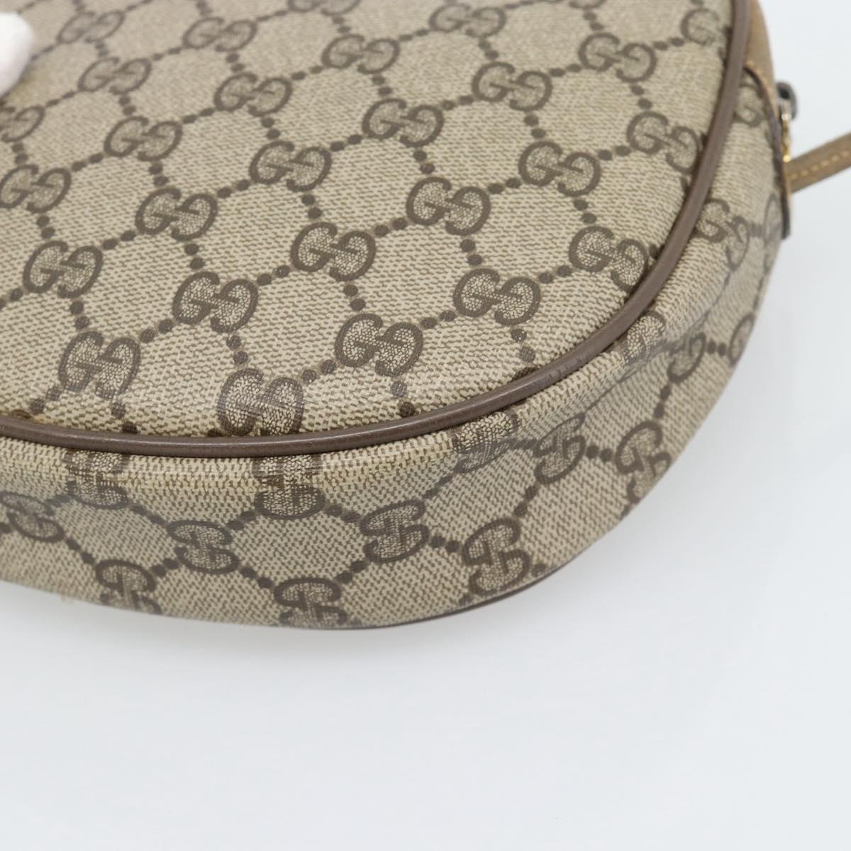 GUCCI GG Supreme Shoulder Bag PVC Leather Beige Gold Tone 56 02 600 Auth gh2251