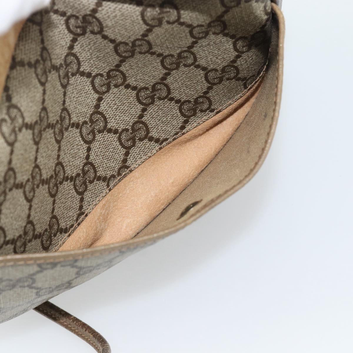 GUCCI GG Supreme Shoulder Bag PVC Leather Beige Gold Tone 56 02 600 Auth gh2251