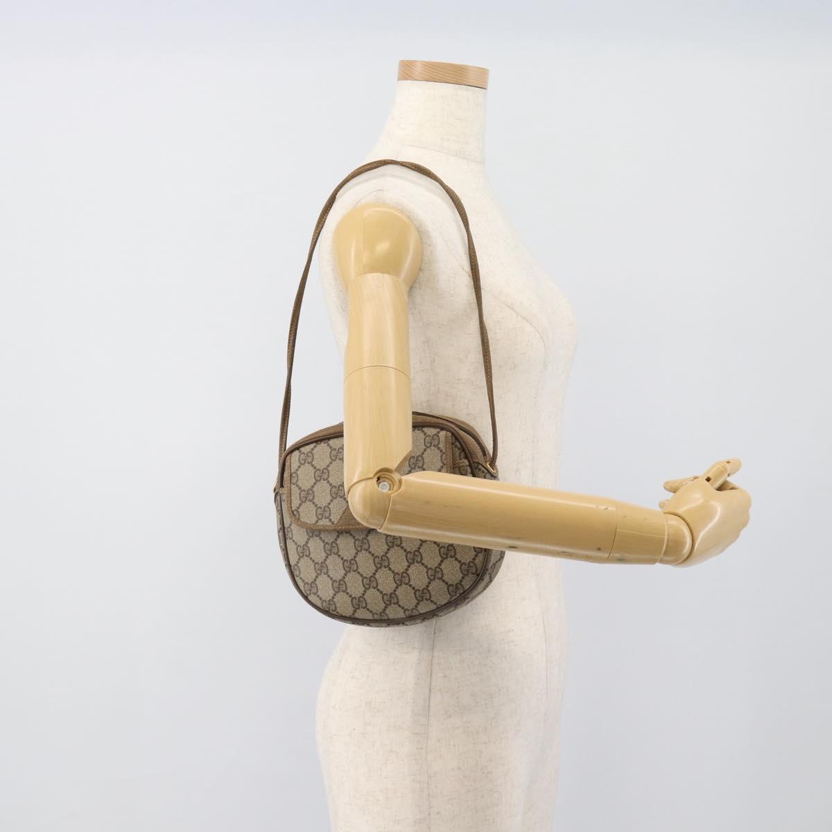 GUCCI GG Supreme Shoulder Bag PVC Leather Beige Gold Tone 56 02 600 Auth gh2251